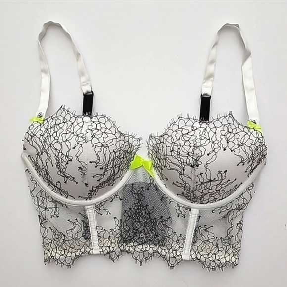 Victoria's Secret Very Sexy  Demi Buste Cream Black Lace Push Up 32D - Picture 3 of 16